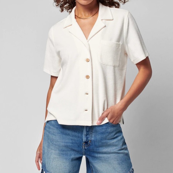 Faherty Cabana Towel Terry Top / Oyster - Picture 1 of 6